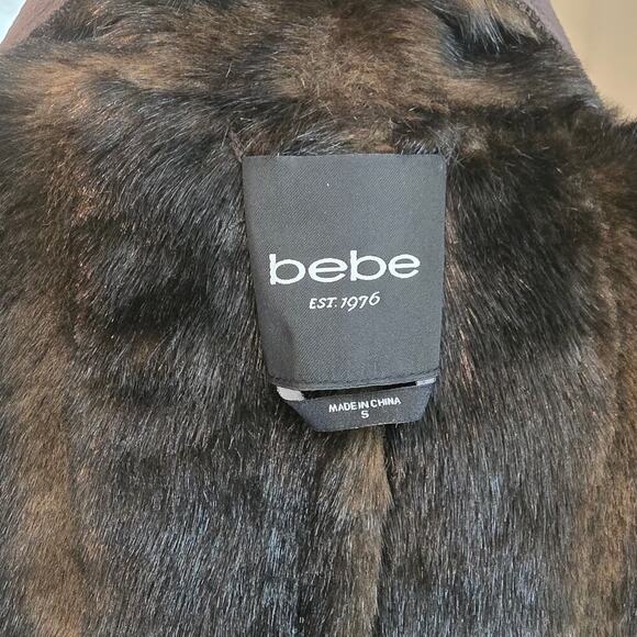 Bebe Brown Faux Fur Reversible Open Vest Women's Sz Small - Picture 6 of 9